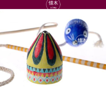 Top DIY Material Bag Fitness Children Toys Solid Wood Ice Gaga Manual Swivel Pull Wire Wooden Top Deliver Whip