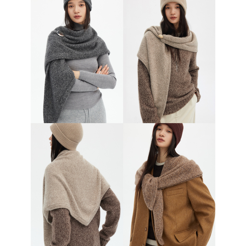 Atmospheric Layering Accessory ~ Herbalife Topline Mixed-Color Silk Cashmere Knitted Triangle Scarf Shawl