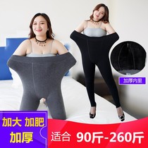 Winter fat mm fat plus size leggings plus velvet thickened 200 pounds women step outside to wear high-waisted warm cotton pants