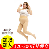 Female Winter Thicken Plus Suede Plus Fat Increase Code Light Leg God Instrumental Meat Color Hit Bottom Pants Socks Fat MM200 Catty High Waist