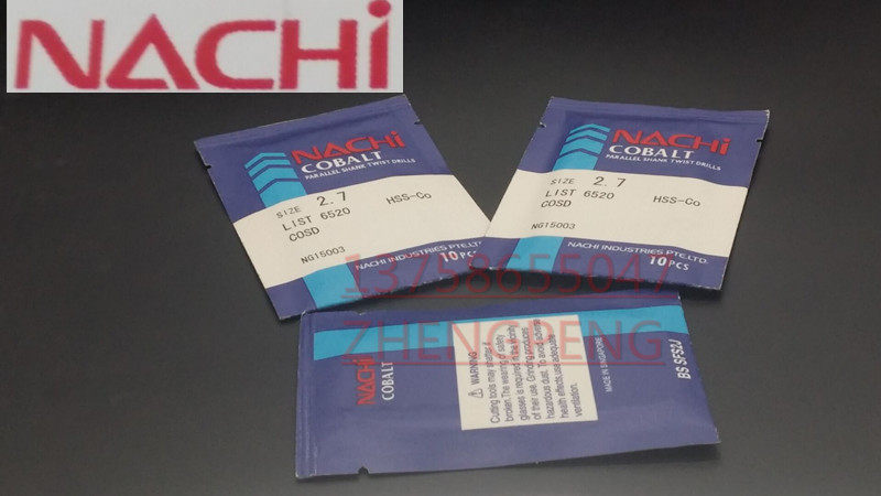 Japan No 2 Vietnam NACHI L6520 Cobalt High-speed Mesh Straight Shank Twist Drill Spec (M7 0-M8 0)