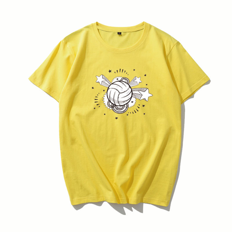 Volleyball Summer Pure Cotton Round Neck Volleyball Team Training Uniform Volleyball Number Printed Pure Cotton Short-Sleeved T-Shirt Clothes