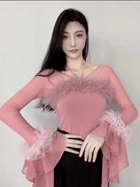 Lp National Standard Dance Suit Autumn Winter New Fashion Morden Dance Women Lace Long Sleeves Conjoint Blouses for Friendship and Dance