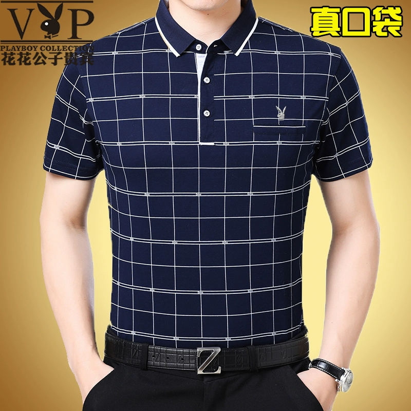 Đàn ông trung niên áo thun ngắn tay nam mùa hè bằng vải cotton mùa hè Đàn ông trung niên lỏng lẻo áo thun tay áo bố áo thun nam cổ tròn