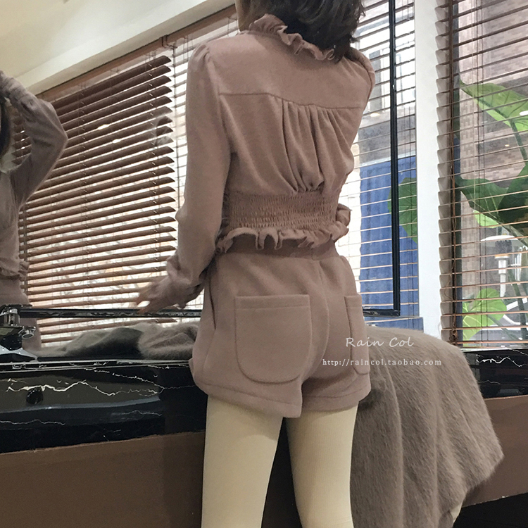 [Rain Col] Bản gốc Knocking dễ thương túi sau dày len len quần short chân rộng shop quần áo nữ gần đây