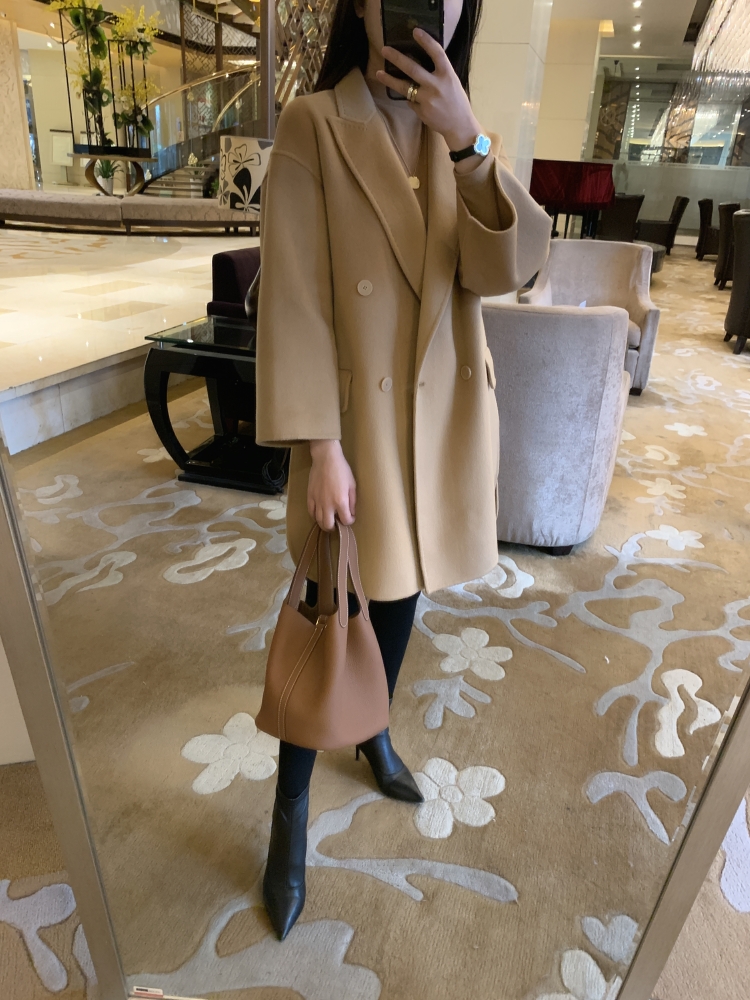 Fried Chicken Good Goods Special Cabinet Shop Window ~ High-end bifacial cashmere Grand coat Girl 2022 New fashion Korean version