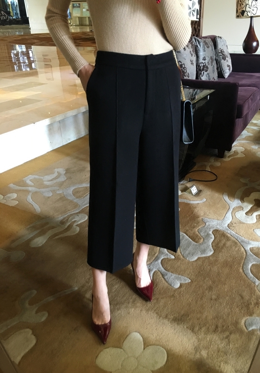 Homemade: 2021 new bifacial handmade cashmere broadlegged pants casual 100 hitch wool seven-minute pants children pants children