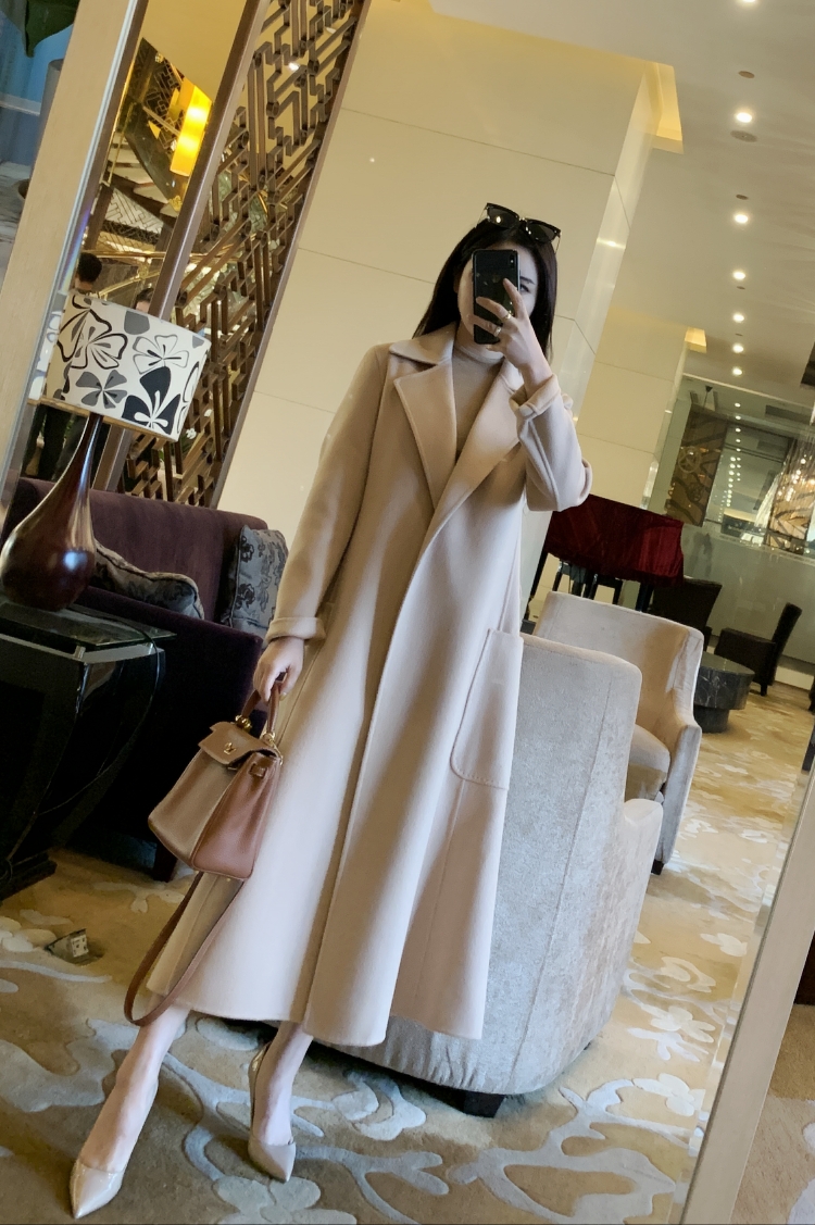 This waist up version of this type of beauty ~ ~ ~ cashmere big coat woman double face suede high-end jacket 2022 new