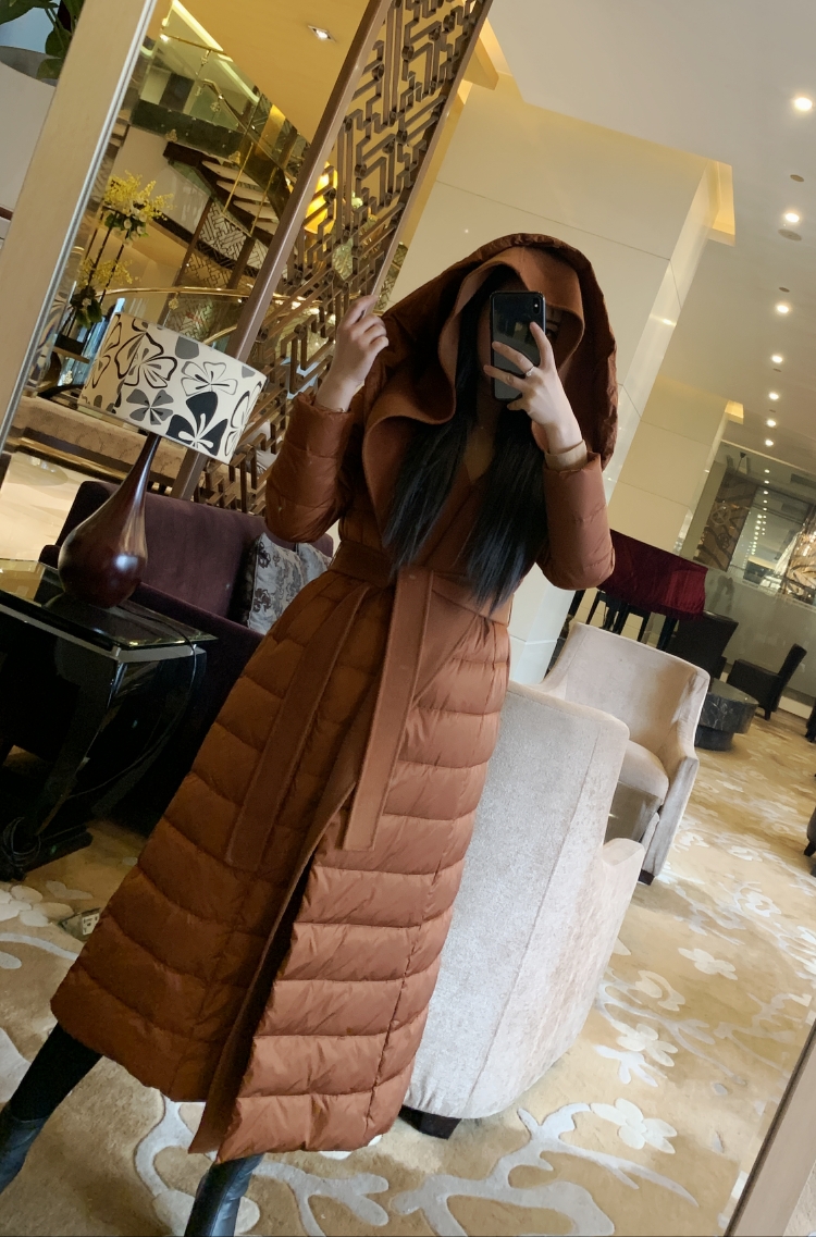 When double face is met with down high and warm with wind degree ~ long version of down clothes woman Han version loose personality wins