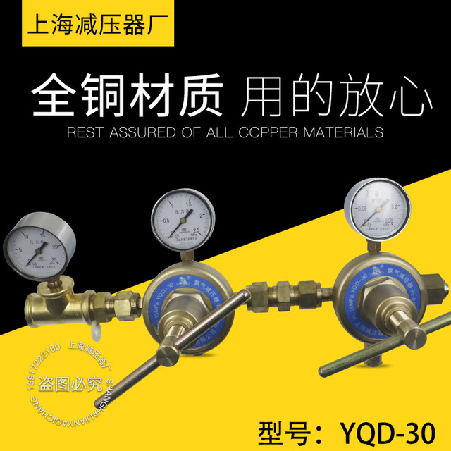 Shanghai Pressure Reducer Factory YQD-30 Nitrogen Pressure Reducer Pressure Gauge Pressure Regulator Gas Cylinder Pressure Reducer
