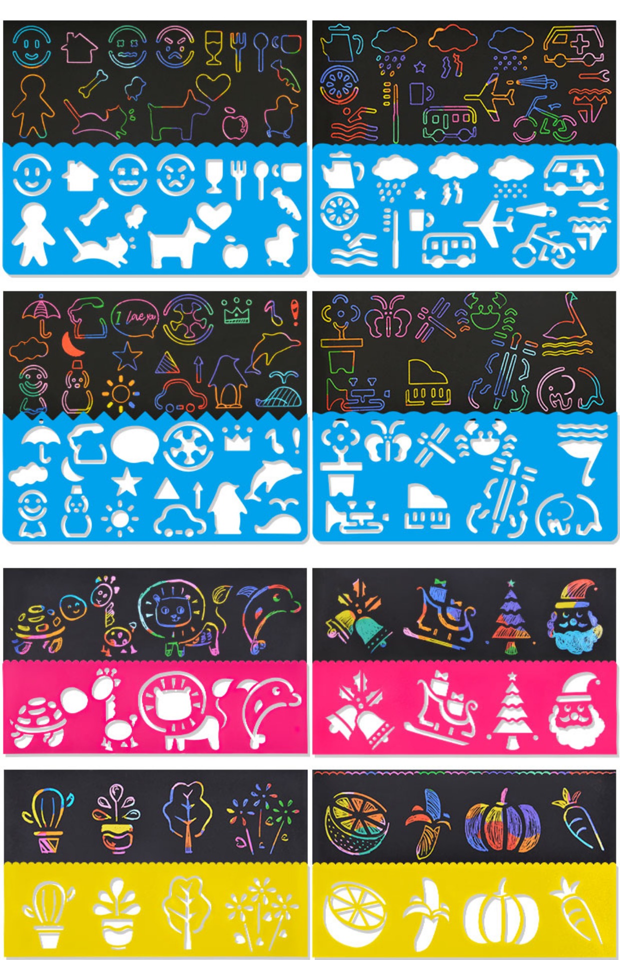 Trẻ em gãi giấy thiết lập Handmade DIY vẽ tranh graffiti làm cho đầy màu sắc sáng tạo hình ảnh cuốn sách đồ chơi xe đồ chơi trẻ em