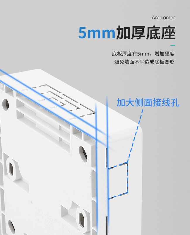 Bảng điều khiển ổ cắm công tắc tường siêu mỏng gắn trên bề mặt loại 86 Bộ nguồn hộp mở dòng hộ gia đình có 5 lỗ điều khiển đơn 10 lỗ phích cắm điện 3 chấu chuyển ổ cắm 3 chấu thành 2 chấu