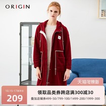 ORIGIN An Ruijing Womens Hooded Warm Coat Fashion Contrast Elements Loose Plus Size Fly Coat