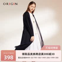 ORIGIN An Ruijing womens spring new casual long sleeve jacket fashion flowing long black coat