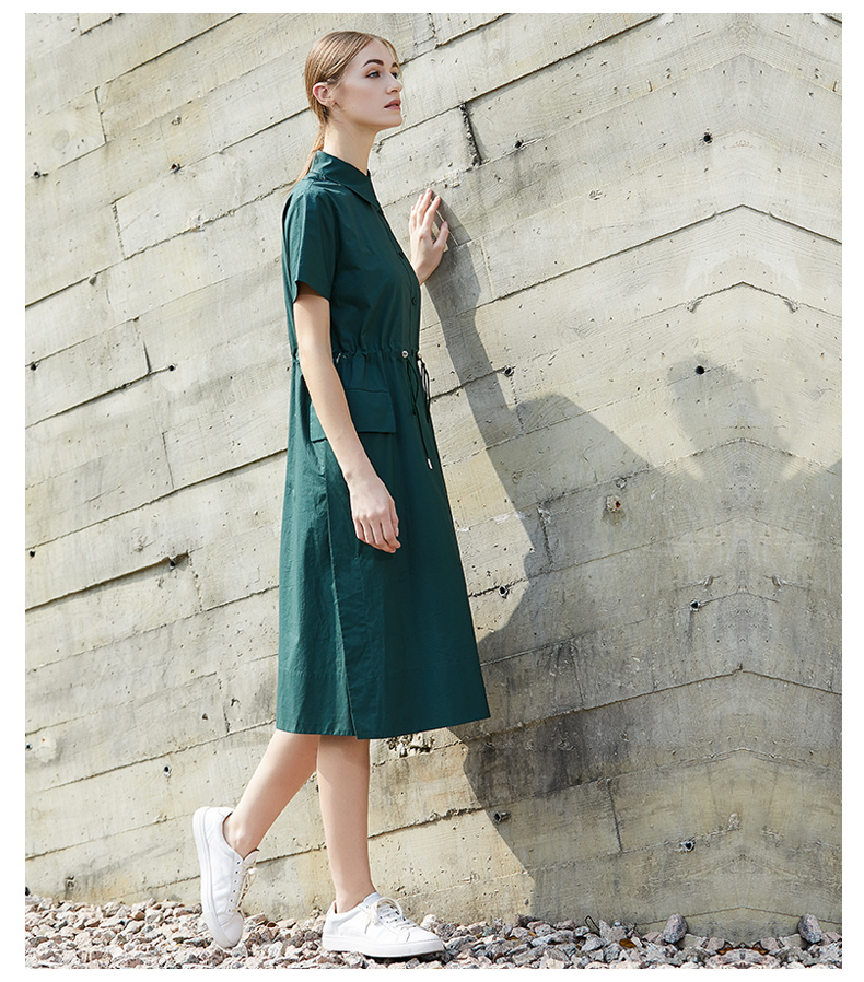 Một phụ nữ mùa xuân và mùa hè mới khí chất mới váy đầm mỏng thời trang dài áo cotton - Váy eo cao 	váy suông cột dây eo
