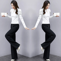 Wide-leg pants suit womens spring 2021 new womens clothing thin goddess Fan Yujie age-reducing Western style two-piece suit pants