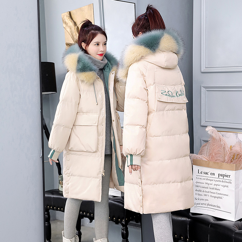 Cotton women's mid-length 2022 winter clothes new Korean version loose and thin over-the-knee down padded jacket thickened cotton-padded jacket