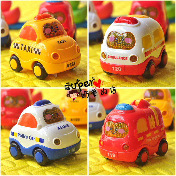 Baby Inertial Car Baby Cartoon Model Car Early Lessons Wisdom Toy Police Car Smooth no-angle sound and light small car