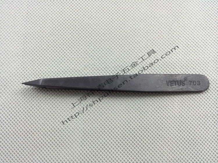 New VETUS anti-static plastic tweezers dust-free purification tip clip 703 black plastic conductive carbon fiber