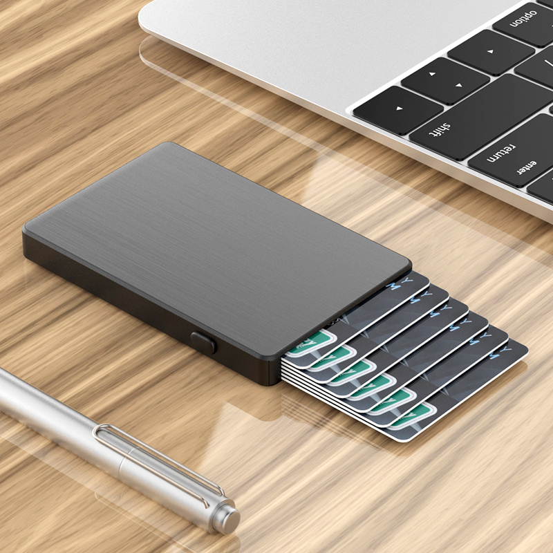 Card bag minimalist for men Women's ultra slim mini mini portable anti-magnetic anti-theft brush automatic pop-up card bag