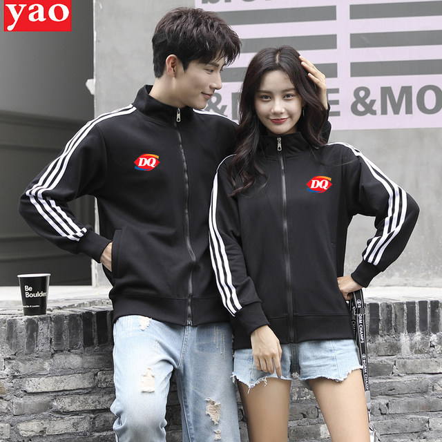 Hot pot restaurant waiter work clothes long-sleeved autumn and winter jacket sweatshirt plus velvet thick warm restaurant restaurant takeaway group