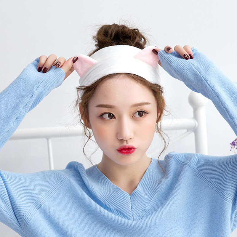 Jing Tian sells cute cat face wash makeup headband cute sports face wash net celebrity headband mask headband