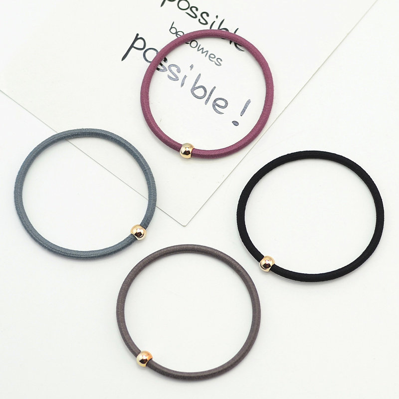 Korean version headwear hair decoration Japan-ROK Bead Hair Ring with hair Rubber Band Simple Foundation Thin hair Circle High Bomb Hair Ring