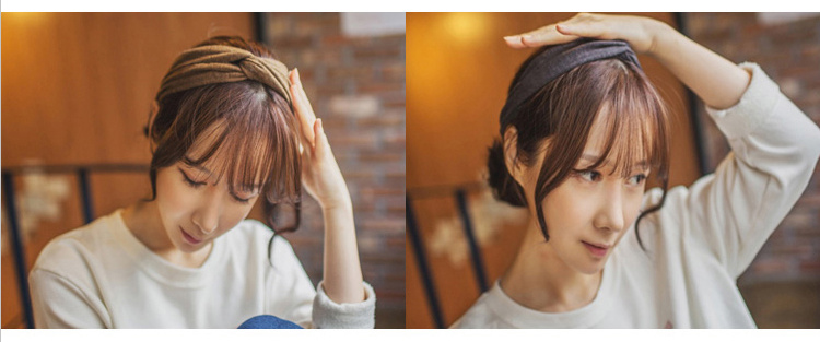 Hàn Quốc phụ kiện tóc màu nude đan chéo thắt nút tóc với một bộ tóc rộng retro rửa headband thể thao headband nữ phụ kiện tóc ngắn