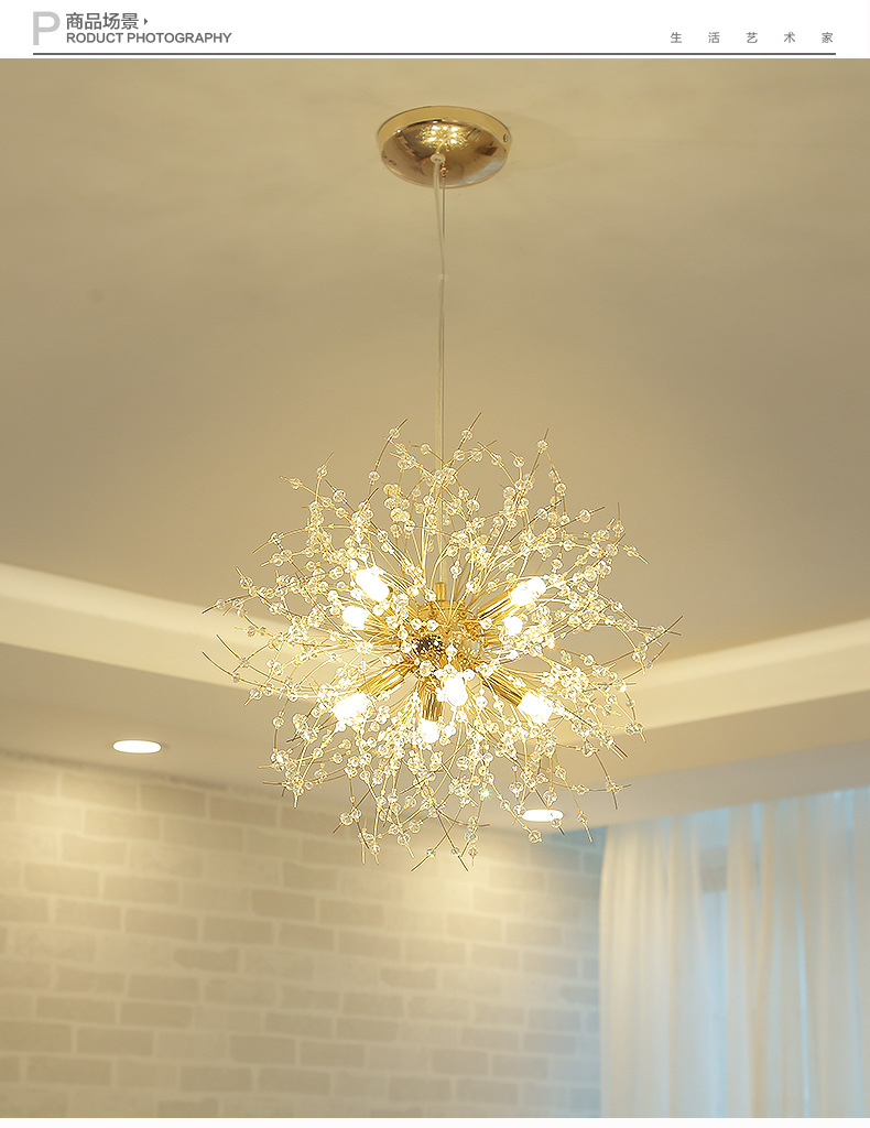 Nordic creative personality art Simple living room lamps Crystal dining room chandeliers Fashion art LED energy-saving chandeliers