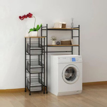 Household floor-to-ceiling multi-storey kitchen shelf vegetable and fruit basket dish pot storage rack removable trolley