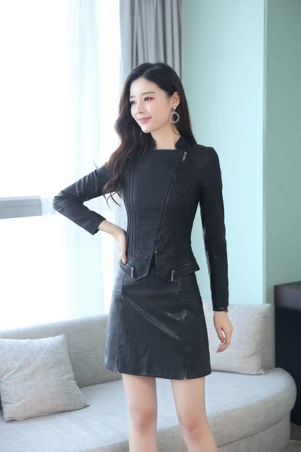 Thu đông 2018 phiên bản Hàn Quốc mới của áo khoác mỏng PU wash hoang dã Áo khoác da xe máy Slim nữ áo khoác nữ thủy triều áo da nữ