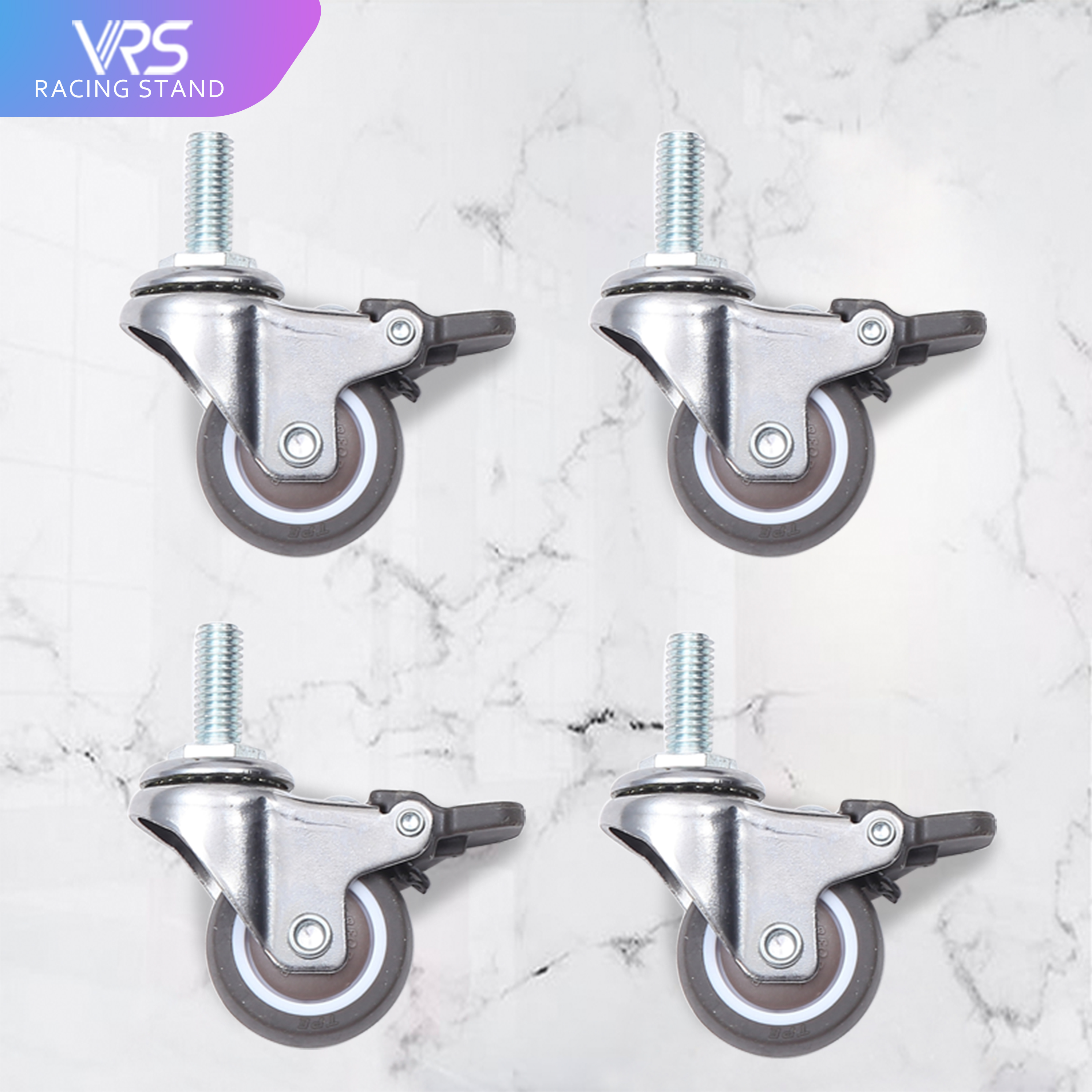 VRS Anti-slip shock absorption casters Universal wheels with lock brake pulleys Rollers Movable wheels 4 sets