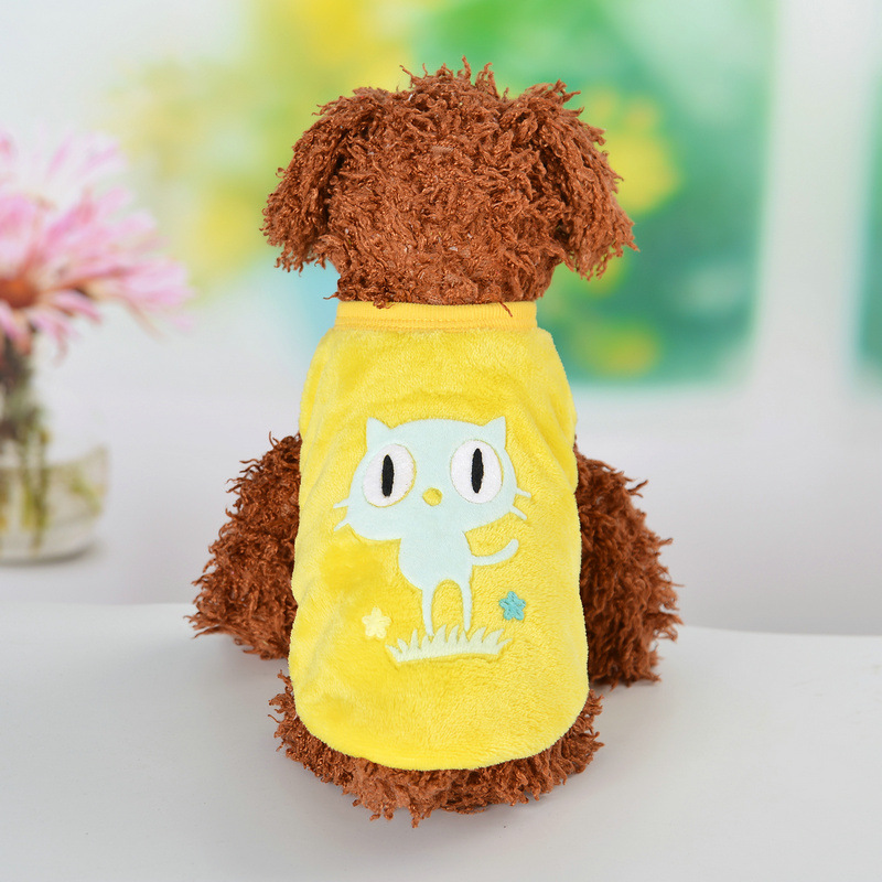 Quần áo cún con mùa thu và mùa đông san hô len phim hoạt hình sữa chó sữa mèo siêu nhỏ thú cưng vest Teddy gấu con chó quần áo - Quần áo & phụ kiện thú cưng áo cho mèo con