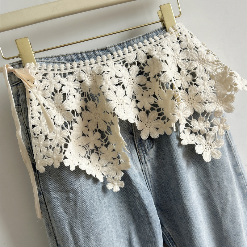 Vintage Lace Belt for Women, Paired with a Skirt, Hollow-Out One-Piece Layered Design, Hip-Covering, Waist Decoration, Waist Cincher, Small Shawl