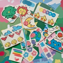 Big Only Pig At Home Original Cartoon Teenage Girl Rainbow Little Fresher Summer Tattoo Sticker Set