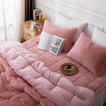 South Korea watermelon red snowflake particle derived seam short pile 4 piece quilt set quilt winter bedding kit short plush