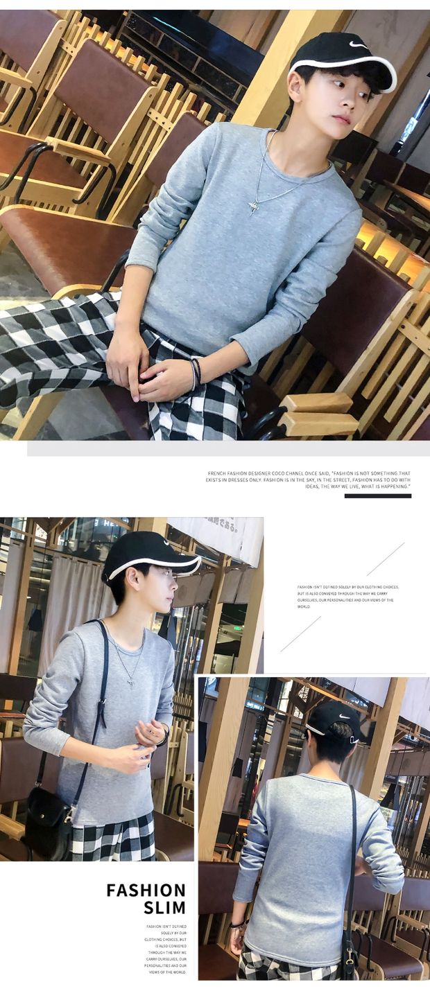 Quần lót nam nam dày cộng với nhung đen trắng tinh khiết áo sơ mi trẻ trung kích thước lớn mùa thu quần áo mùa đông áo giữ nhiệt nam trung niên