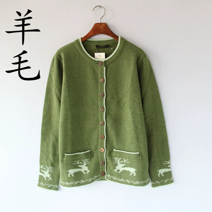 Mùa đông mới mặc quần áo len dày áo len cardigan áo sơ mi jacquard trung niên và người già áo len dày phần rộng áo - Vòng cổ áo len