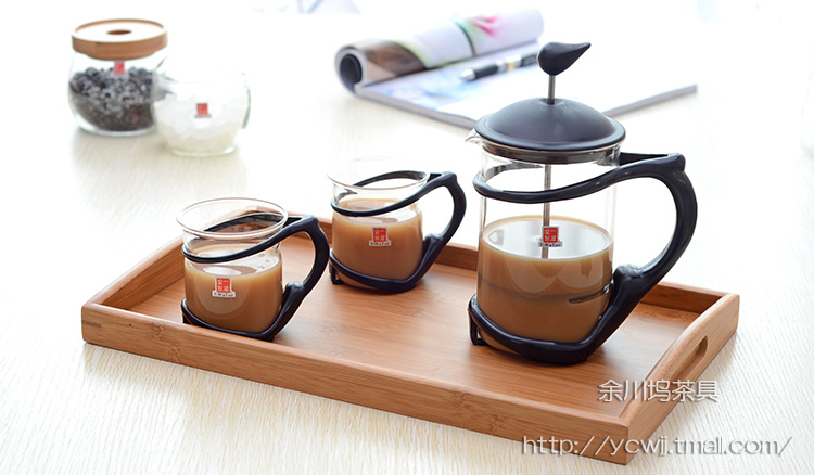 Bộ ấm trà thủy tinh chịu nhiệt lò nung đặt chén / tách trà / cốc cà phê / với cốc văn phòng - Trà sứ ấm pha trà thủy tinh