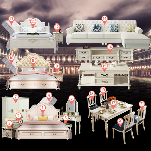 Мебель, современный корейский комплект для спальни, в американском стиле, европейский стиль, простой и элегантный дизайн