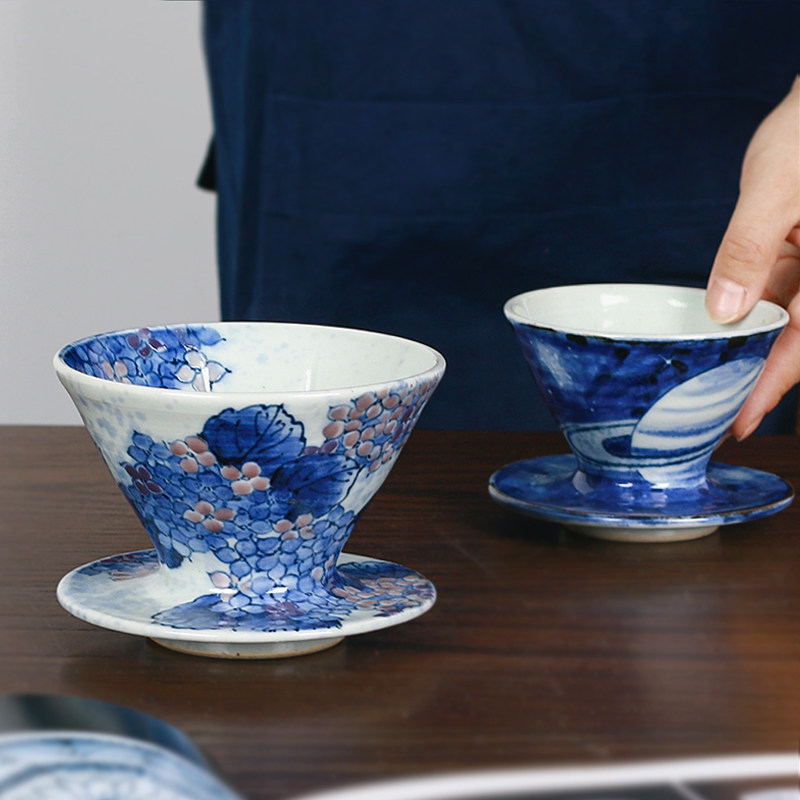 Kookawa Japan House Japan Original Clothing Import Jade Peak Kiln Hand-painted Grapevine Planet Hand Sprint Coffee Filter Cup Filter Pot