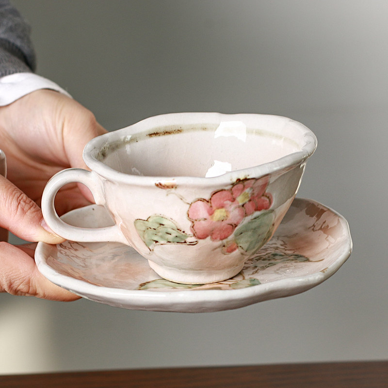 Kookugawa Machi House Japan Original Import Beauty Thick Burning Powder Color Clear New Mountain Cherry Blossom Artisan Hand Painted Ceramic Coffee Cup