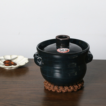 Kookugawa Machi House Japan Original Import Wan Ancient Burning Artisan hand for black glazed 2 Cooked Rice Pan Clay Pan Saucepan Soup Pan