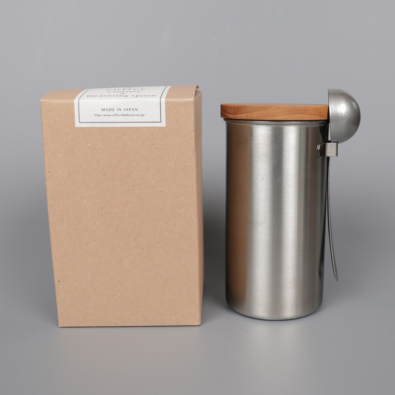Japan Original Clothing Import High Mulberry Metal Coffee Bean Coffee Powder Stainless Steel Seal Tank Containing Jar With Spoon Portable