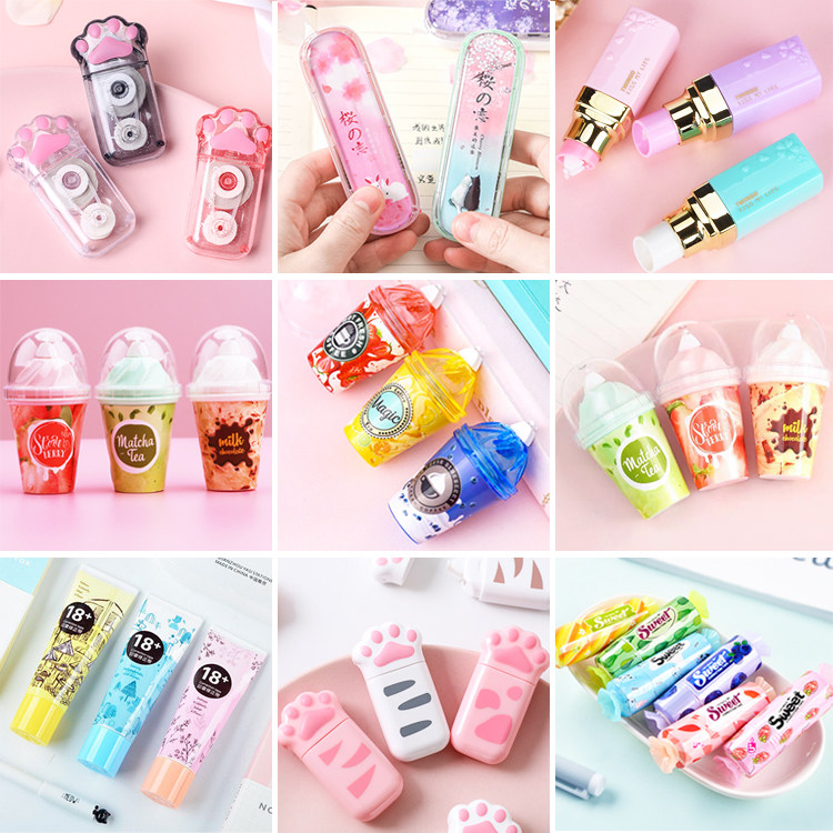 Tiangao creative cute correction with ice cream girl heart portable milk tea correction with transparent belt student stationery