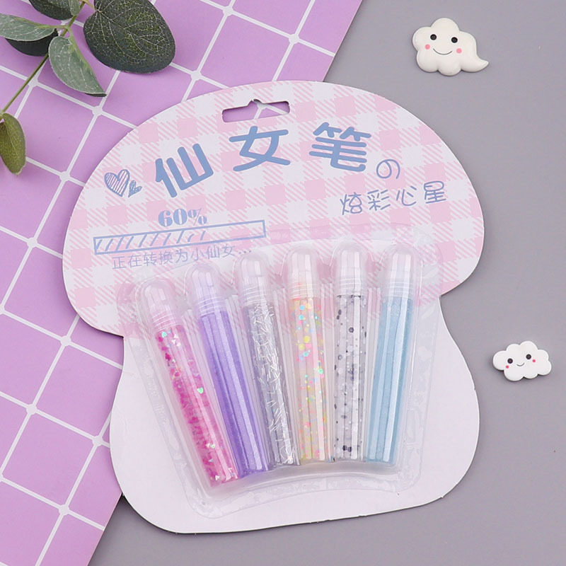 Cute little fairy crystal diamond pen net red three-dimensional 6-color bubble shiny crystal decorative pen Creative handmade diy bubble pen