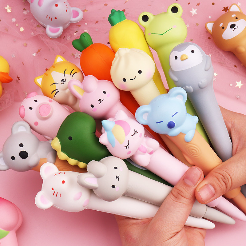 Creative cute decompression gel pen super soft super cute vent water pen student office soft black signature pen