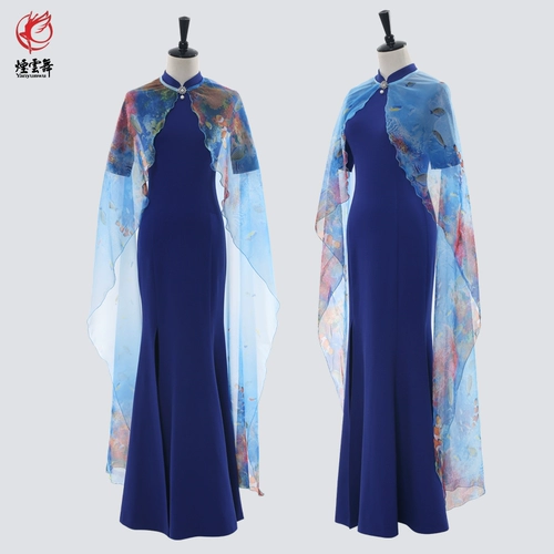 Ципао, классическая длинная шифоновая накидка