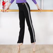 Red dance shoes Dance pants pants womens practice clothes Adult children straight high waist pants Nylon cotton slim spring and summer