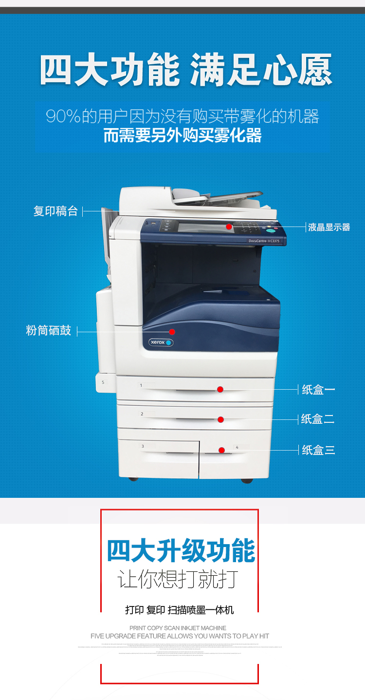 Bốn thế hệ Xerox 3375 5575 5570 7855 3370 máy photocopy màu a3 máy ghép đa năng